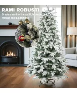 ALBERO DI NATALE ARTIFICIALE XMAS JOY "FIOCCO NEVE" VERDE EFFETTO INNEVATO 210 CM