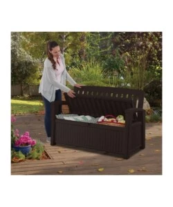PANCHINA CASSAPANCA KETER "PATIO STORAGE BENCH" IN RESINA GRAFITE 132X61,2X89 CM