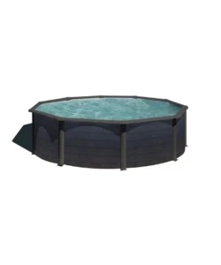 PISCINA FUORI TERRA ROTONDA GRE "KEA" IN ACCIAIO COLORE GRAFITE 460x460x120 - COD. KIT460GF