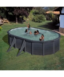 PISCINA FUORI TERRA OVALE GRE "KEA" IN ACCIAIO COLORE GRAFITE 500x300x120 - COD. KIT500GF