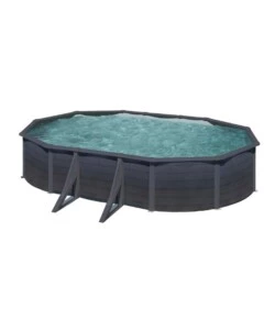 PISCINA FUORI TERRA OVALE GRE "KEA" IN ACCIAIO COLORE GRAFITE 610x375x120 - COD. KIT610GF