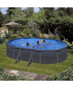 PISCINA FUORI TERRA OVALE GRE "KEA" IN ACCIAIO COLORE GRAFITE 610x375x120 - COD. KIT610GF
