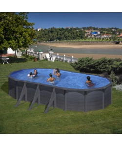 PISCINA FUORI TERRA OVALE GRE "KEA" IN ACCIAIO COLORE GRAFITE 730x375x120 - COD. KIT730GF