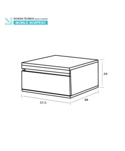 CASSETTIERA SU RUOTE "SHELF" 1 CASSETTO CEMENTO, 58X48X29,5 CM
