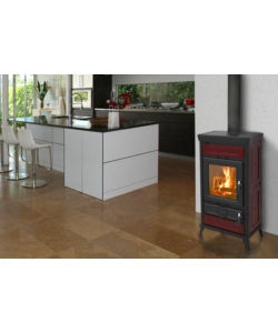 STUFA A LEGNA THERMOROSSI "ILARIA" IN MAIOLICA BORDEAUX 10,8 KW