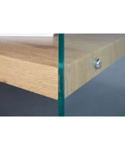 TAVOLINO IN LEGNO E VETRO, 110x46X60 CM