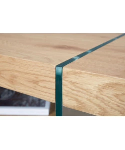 TAVOLINO IN LEGNO E VETRO, 110x46X60 CM