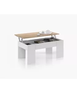 TAVOLINO SALOTTO CON PIANO ELEVABILE E SPAZIO CONTENITORE, 100X50X45-56 CM