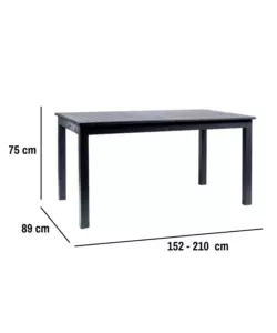 TAVOLO DA ESTERNO ALLUNGABILE EUROGARDEN IN ALLUMINIO GRIGIO 210/152X89X75 CM