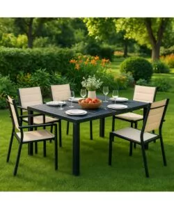 TAVOLO DA ESTERNO EUROGARDEN IN ALLUMINIO GRIGIO 152x90x75 CM