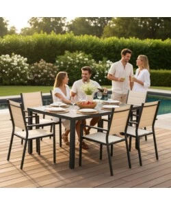 TAVOLO DA ESTERNO EUROGARDEN IN ALLUMINIO GRIGIO 152x90x75 CM