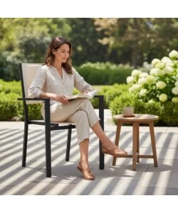 SEDIA DA ESTERNO EUROGARDEN IN ALLUMINIO E TEXTILENE PANNA 60X56,5X87 CM