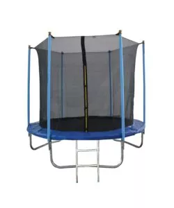 TAPPETO ELASTICO DA GIARDINO PER BAMBINI EUROGARDEN IN ACCIAIO E PVC CON RETE E SCALETTA 244 CM