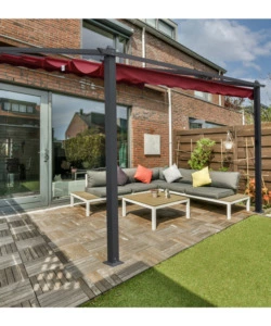PERGOLA ADDOSSATA DA ESTERNO EUROGARDEN "DAIANA" IN ALLUMINIO BURGUNDY 4X3 M