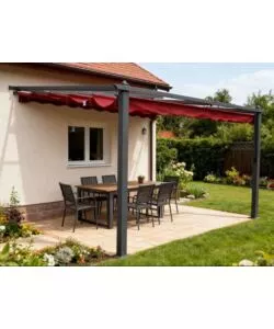 PERGOLA ADDOSSATA DA ESTERNO EUROGARDEN "DAIANA" IN ALLUMINIO BURGUNDY 4X3 M