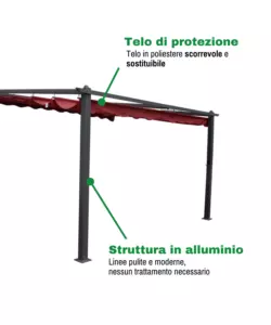 PERGOLA ADDOSSATA DA ESTERNO EUROGARDEN "DAIANA" IN ALLUMINIO BURGUNDY 4X3 M
