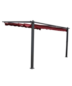 PERGOLA ADDOSSATA DA ESTERNO EUROGARDEN "DAIANA" IN ALLUMINIO BURGUNDY 4X3 M