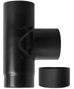 TUBO RACCORDO A TEE 90° FM-F LEGNA NERO SMALTATO, 150 MM