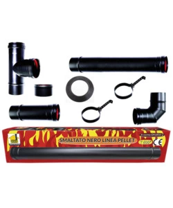 KIT ECO STUFA A PELLET NERO, TUBI DA 80 MM