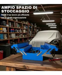 CASSETTA PORTA ATTREZZI IN METALLO EASY SYSTEM 5 SCOMPARTI 47X22X19 CM