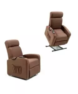 POLTRONA CON RECLINER E ALZATA ELETTRICA "MARTA" MARRONE, 75X78X110 CM