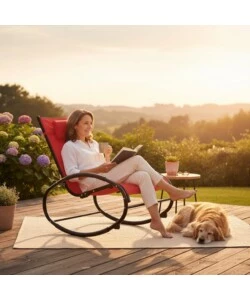 SDRAIO DONDOLO DA ESTERNO EUROGARDEN "RELAXING" IN ALLUMINIO E TEXTILENE ROSSO 62X119X86 CM