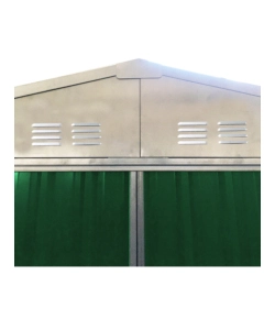 CASETTA DA GIARDINO IN LAMIERA ZINCATA DOMUS "S" VERDE CON PORTE SCORREVOLI 187X131X194 CM