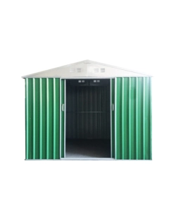 CASETTA DA ESTERNO IN LAMIERA ZINCATA DOMUS "S" VERDE CON PORTE SCORREVOLI 187X131X194 CM