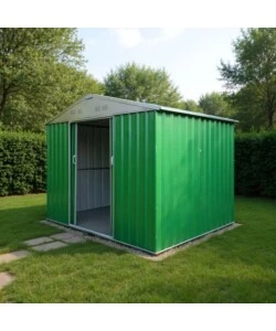 CASETTA DA ESTERNO IN LAMIERA ZINCATA DOMUS "M" VERDE CON PORTE SCORREVOLI 187X173X194 CM