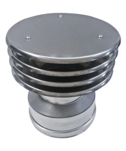 CAPPELLO CON LAMELLE PARETE DOPPIA INOX, DN 100/150