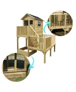 CASETTA DA GIARDINO PER BAMBINI IN LEGNO DOMUS "HUBERT" CON SCIVOLO E SABBIERA 226,5X176X272 CM