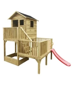 CASETTA DA GIARDINO PER BAMBINI IN LEGNO DOMUS "HUBERT" CON SCIVOLO E SABBIERA 226,5X176X272 CM