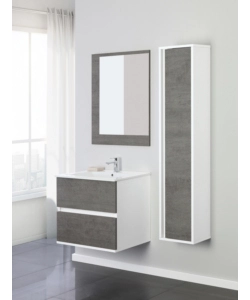 MOBILE BAGNO SOSPESO "FABULA" BIANCO E CEMENTO, 60X47X57 CM