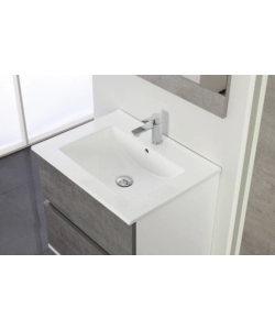 MOBILE BAGNO SOSPESO "FABULA" BIANCO E CEMENTO, 60X47X57 CM