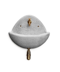 FONTANA A BACINELLA DA PARETE "VERRA" ANTICATA IN CEMENTO COLORE GRIGIO - 54X25X56 CM