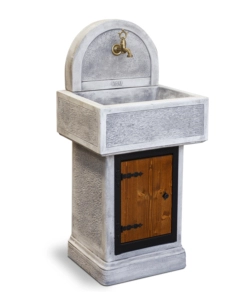 FONTANA LAVANDINO DA GIARDINO KAM "PALMAROLA" IN CEMENTO ANTICATO COLORE GRIGIO -  58X49X123 CM