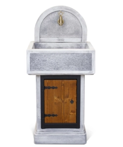 FONTANA LAVANDINO DA GIARDINO KAM "PALMAROLA" IN CEMENTO ANTICATO COLORE GRIGIO -  58X49X123 CM