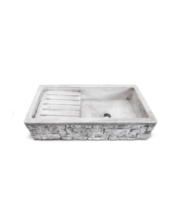 LAVANDINO DA GIARDINO "GAETA 80" IN CEMENTO ANTICATO COLORE GRIGIO - 80x40x20 CM