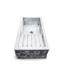 LAVANDINO DA GIARDINO "GAETA 80" IN CEMENTO ANTICATO COLORE GRIGIO - 80x40x20 CM