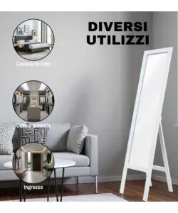 SPECCHIO DA TERRA BELLAHOME CON CORNICE BIANCO 33X150 CM