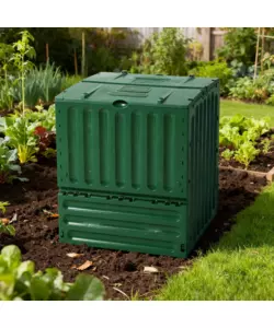 BIDONE COMPOSTIERA DA ESTERNO IN POLIPROPILENE RICICLATO COLORE VERDE 600 LT