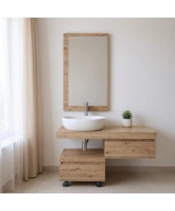 MOBILE BAGNO SOSPESO "SHELF" ROVERE CON CASSETTI, 120X50X8 CM