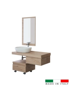 MOBILE BAGNO SOSPESO "SHELF" ROVERE CON CASSETTI, 120X50X8 CM