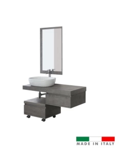 MOBILE BAGNO SOSPESO "SHELF"CEMENTO CON CASSETTI, 120X50X8 CM