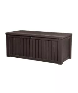 BAULE DA ESTERNO KETER "ROCKWOOD" IN RESINA MARRONE EFFETTO LEGNO 570 LT 155X72,4X64,4 CM
