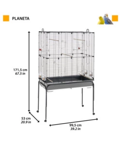GABBIA PER UCCELLI "PLANETA" NERA, 99,5X53X171,5 CM - FERPLAST