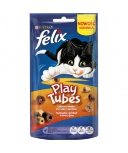 FELIX PLAYTUBES CON POLLO E FEGATO ALIMENTO PER GATTI - 50 GRAMMI.