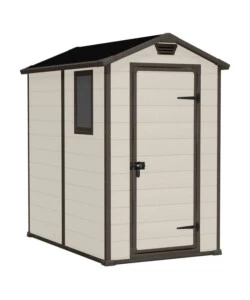CASETTA DA GIARDINO KETER "MANOR 4x6" IN RESINA COLORE BEIGE CON PORTA BATTENTE SINGOLA 130X192X198 CM