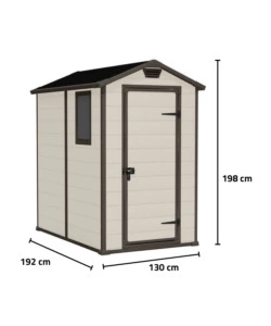 CASETTA DA GIARDINO KETER "MANOR 4x6" IN RESINA COLORE BEIGE CON PORTA BATTENTE SINGOLA 130X192X198 CM
