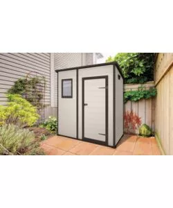 CASETTA DA GIARDINO KETER "MANOR PENT 6x4" IN RESINA COLORE BEIGE CON PORTA BATTENTE SINGOLA 183,5X111X200,5 CM